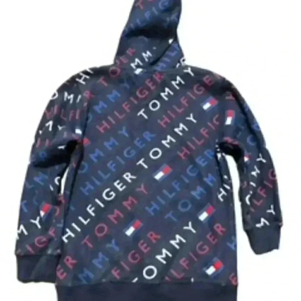 Tommy Hilfiger All Over Print Hoodie‎ Boys Sz Medium 10/12 Blue Sweatshirt